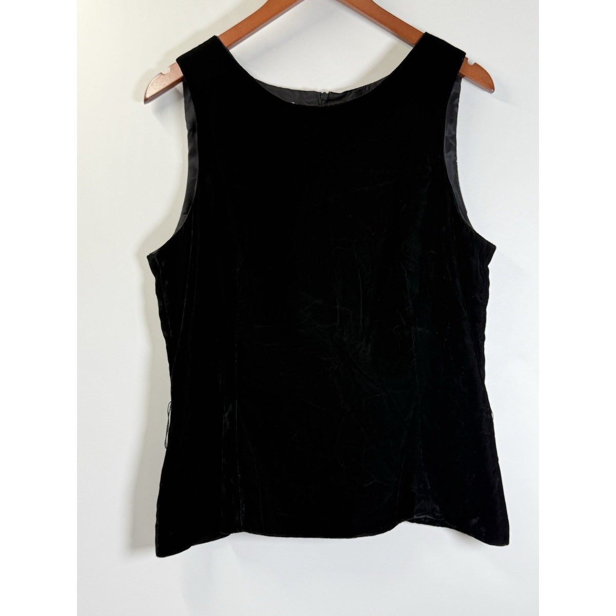Talbots Black Velvet Sleeveless Top Sz 16 Rayon Velvet Minimalist Soft Grunge