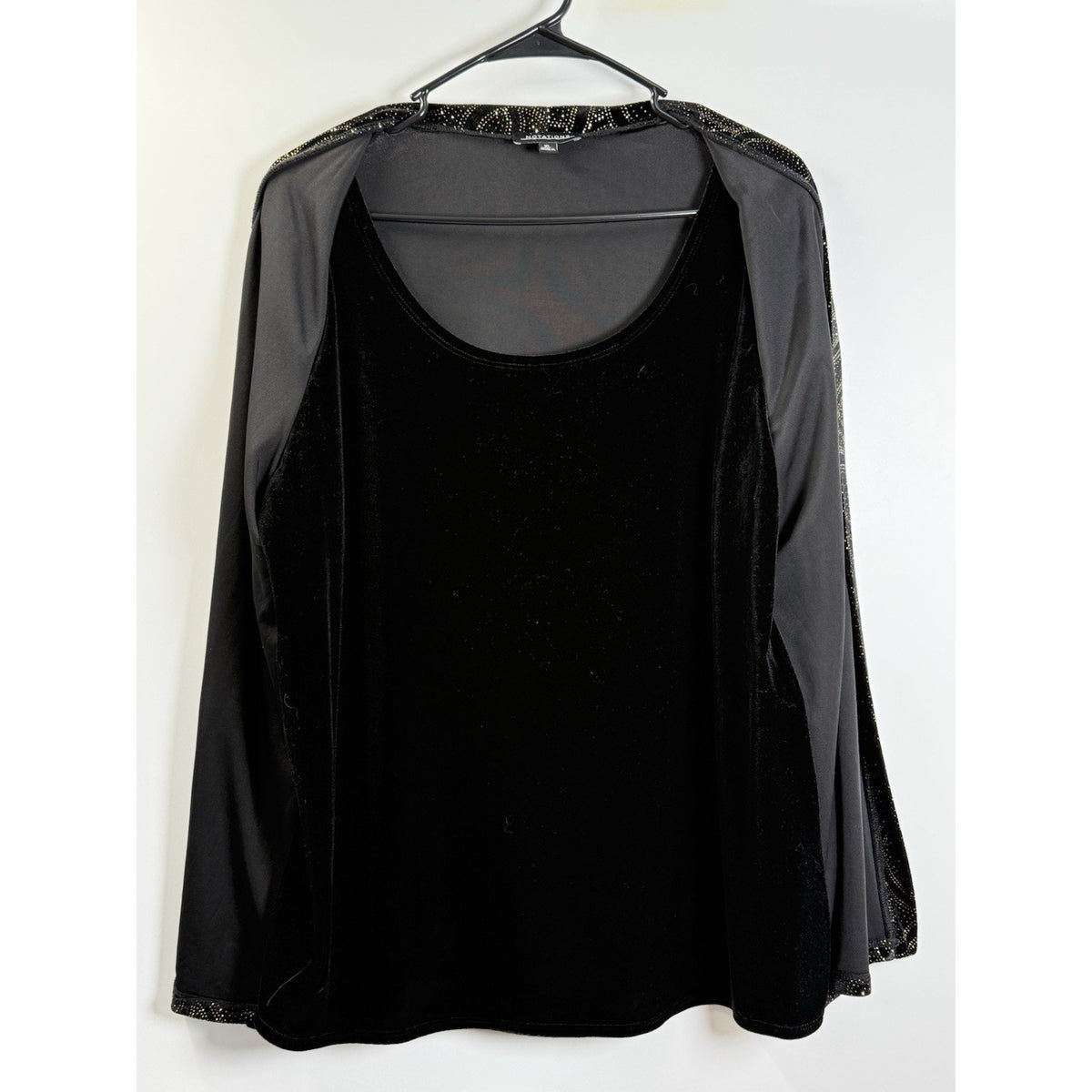 Notations Rich Black Velvet & Gold Cardigan & Cami 1 Pc Top Party Cocktail XL