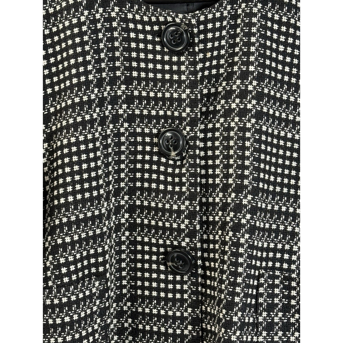 Signature by Larry Levine Tweed Jacket Size 16 Black White Cropped Classic