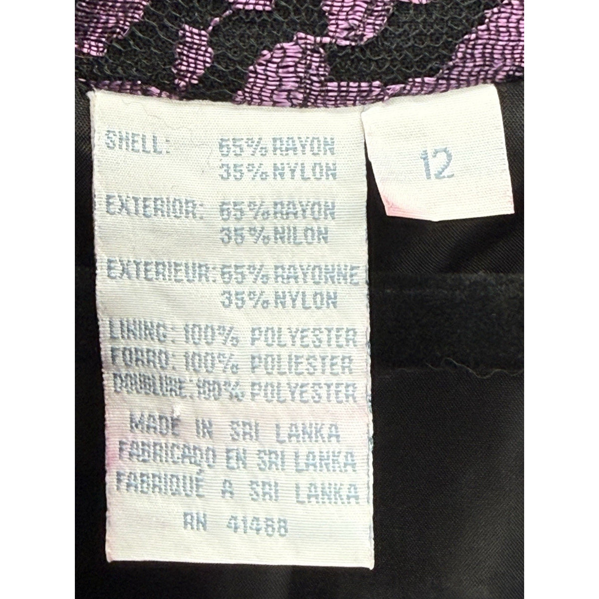 QPS Size 12 Purple Black Floral Brocade Blazer Jacket Pockets Lined Statement