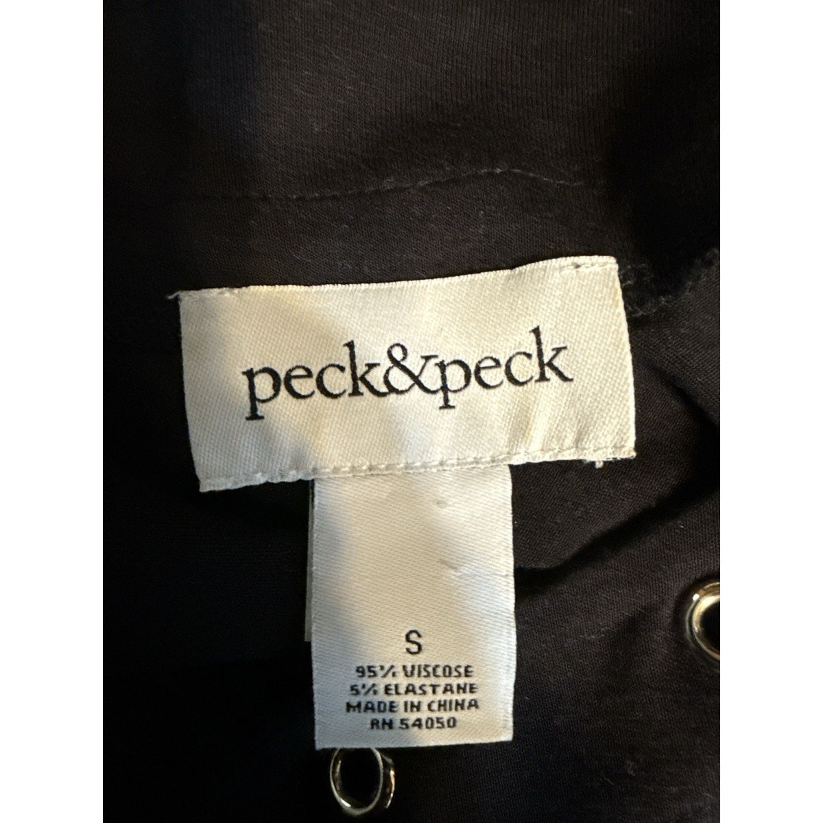 Peck & Peck Black Asymmetrical Tunic Top Women Small Lagenlook Minimalist