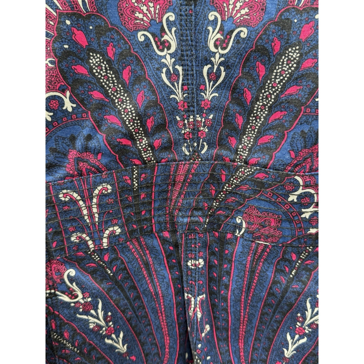 Charter Club Jacket Womens Large Blue Pink Paisley Twill LS Button Up Artsy