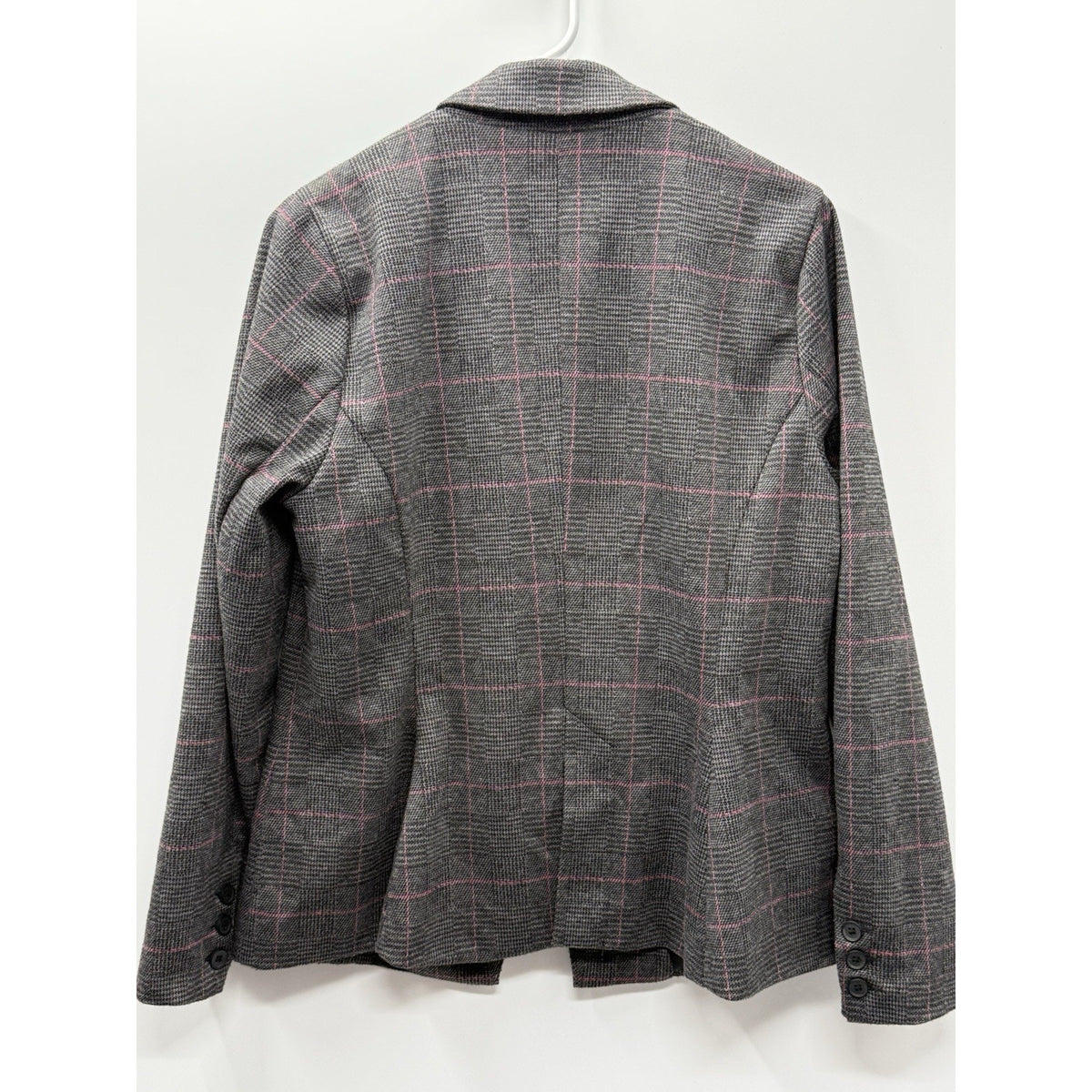 Torrid Size 00 Gray Pink Plaid Blazer Womens Stretch Career Office Jacket