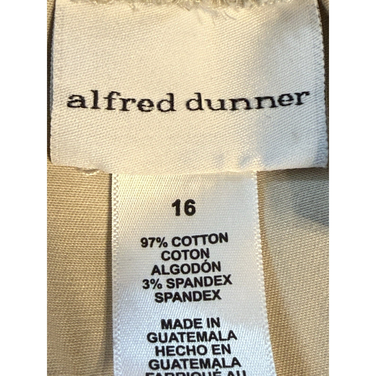Alfred Dunner Womens 16 Short Beige Pull On Pants NWT Stretch Classic -FLAWED-