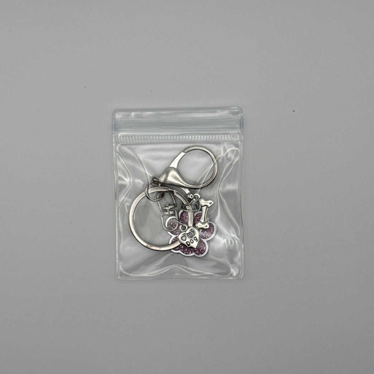Boysenberry Glitter Paw Dog Keychain Purse Charm Sparkle Paw Print Gift