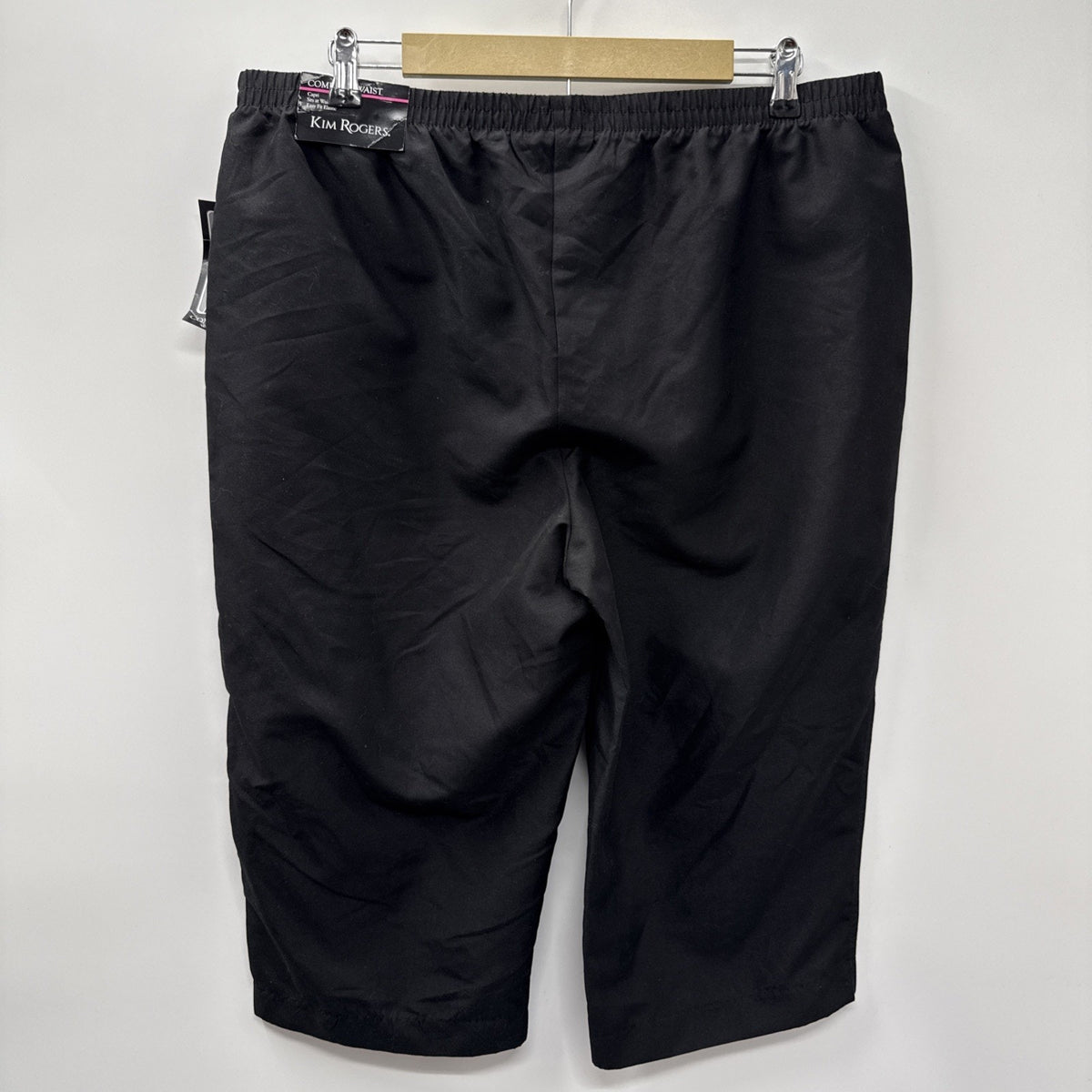 Kim Rogers Women Size 16 Black Pull On Capri Pants Lightweight Elastic Waist NWT