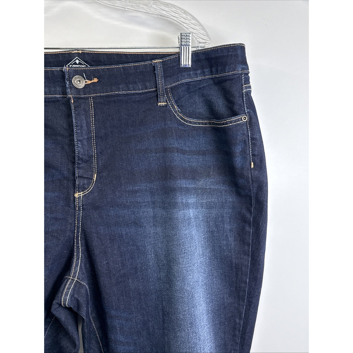 St Johns Bay Womens Skinny Leg Jeans Plus Size 22W Dark Wash Stretch Denim