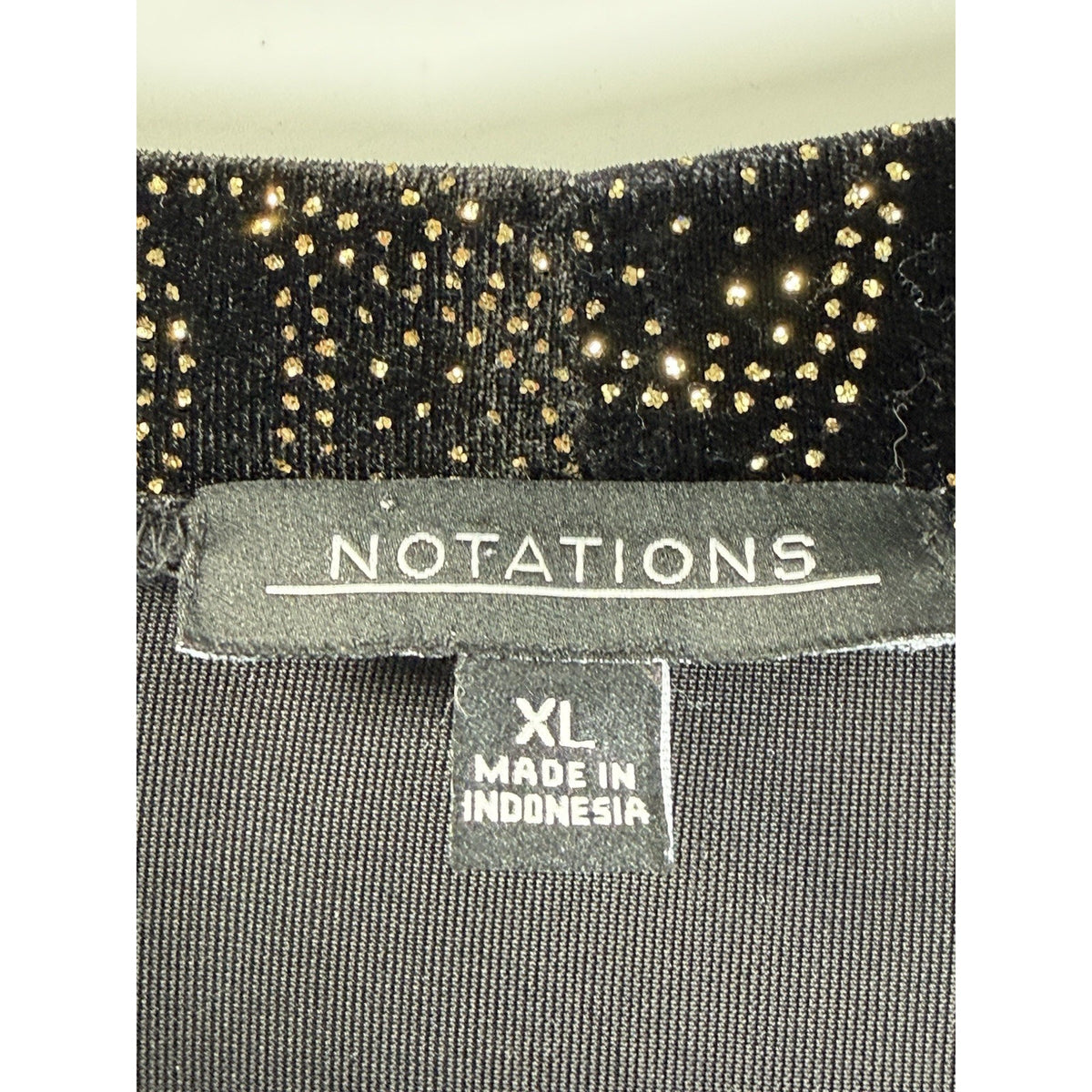 Notations Rich Black Velvet & Gold Cardigan & Cami 1 Pc Top Party Cocktail XL