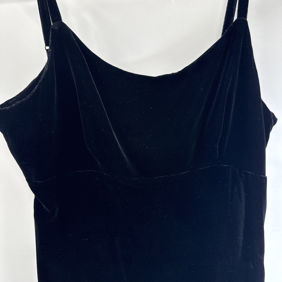 Lerner New York & Co Black Velvet Slip Dress Sz 8 Rayon Silk Side Zip Midi Y2K
