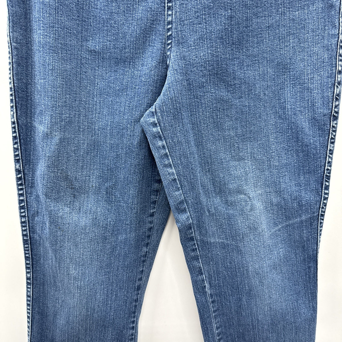 White Stag Pull On Denim Jeans Straight Leg Elastic Waist Womens Large Average
