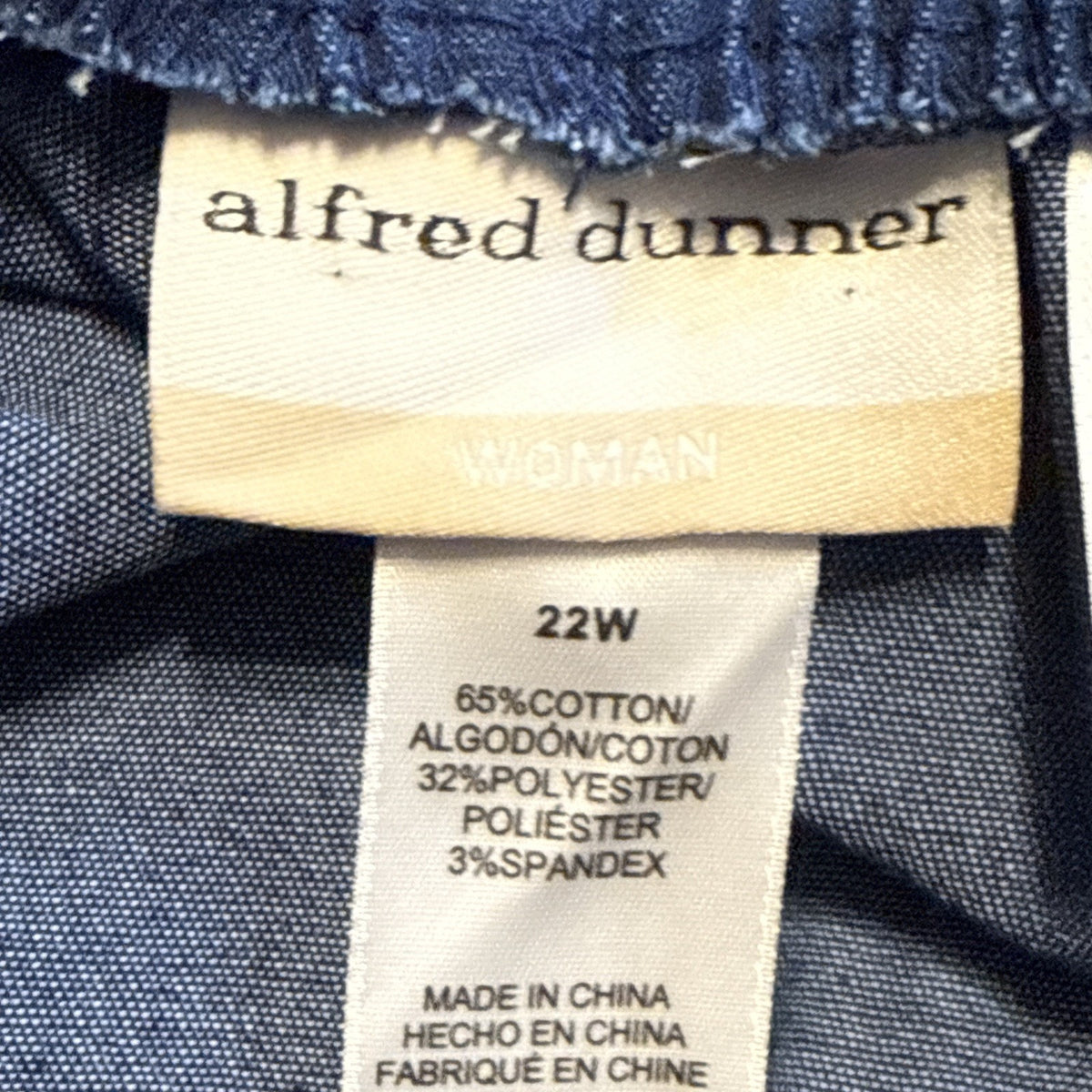 Alfred Dunner Women's Blue Classic Pull-On Straight Jeans Pants Plus Size-22W