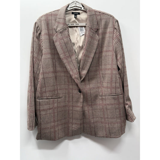 Torrid 3X Plaid Blazer Pink Taupe Houndstooth One Button Career Jacket NWT