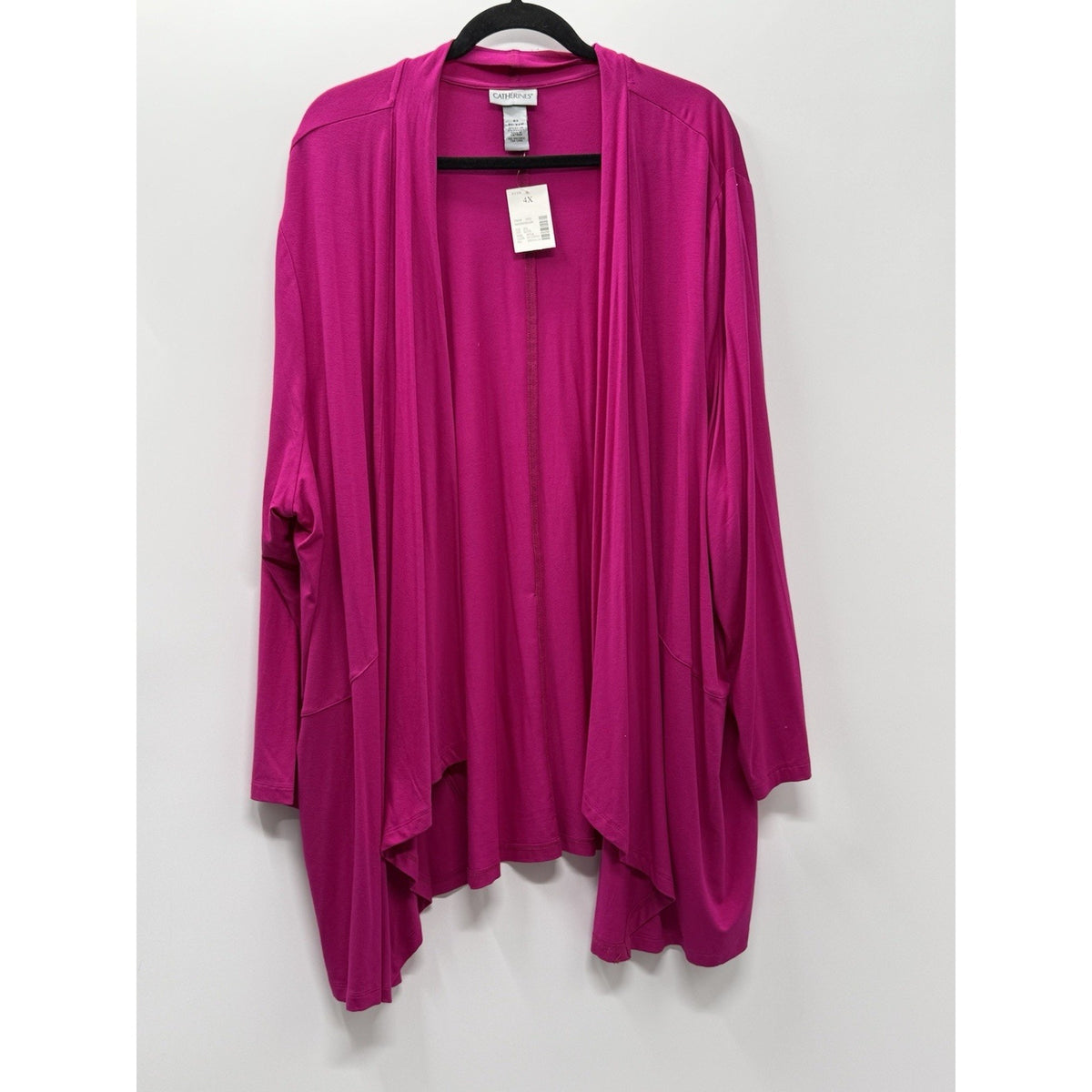 Catherines 4X 30/32W Fuchsia Open Front Cardigan Drape Knit Plus Size Rayon