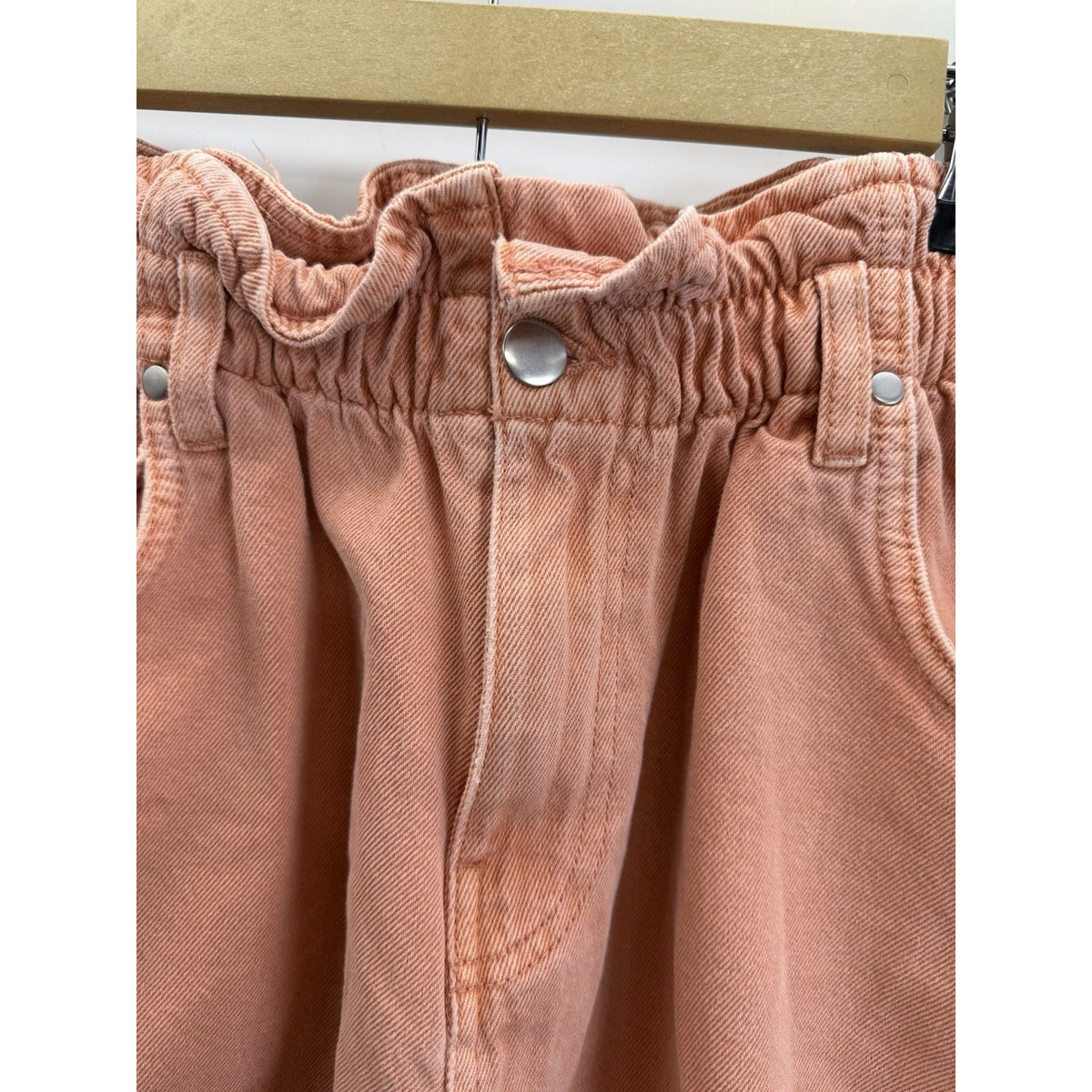 Forever 21 Paperbag Waist Denim Shorts Women US 26 Sz Small Peach High Rise Boho