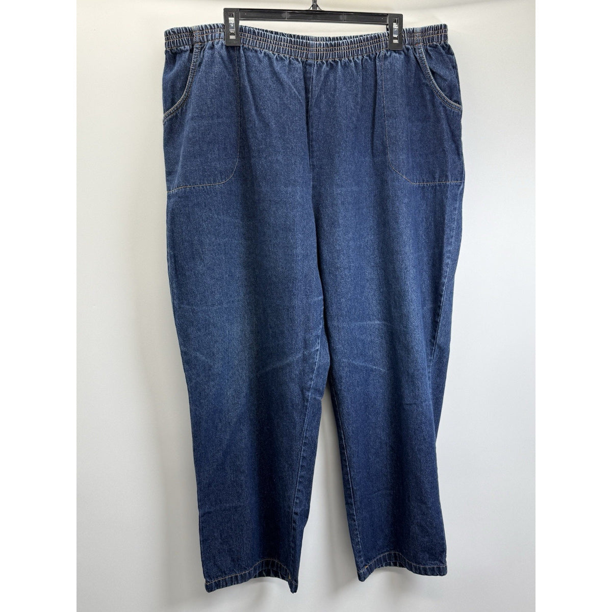 Blair Pull On Denim Jeans Womens 22WP Elastic Waist Dark Wash Straight Leg