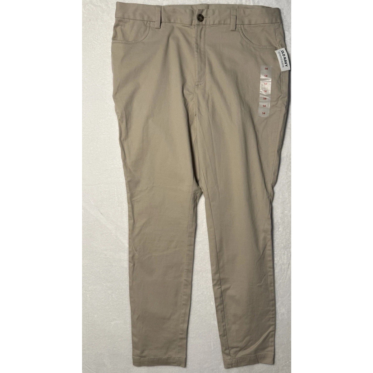 Old Navy Womens 14 High Rise Skinny Pants Khaki Beige Stretch NWT Uniform