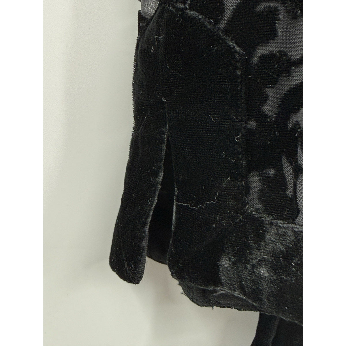 JM Collection Burnout Velvet Blouse Black Sheer Floral 3/4 Sleeve Sz 8