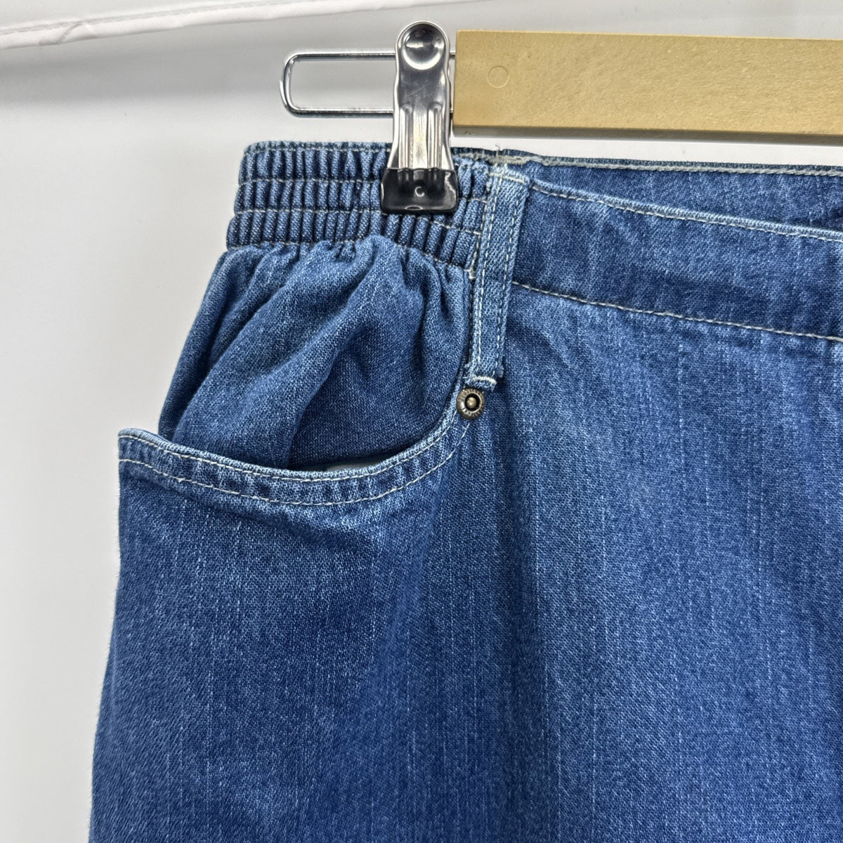 Blassport Tapered Jeans Womens 10 Short Blue High Rise Elastic Back 100% Cotton