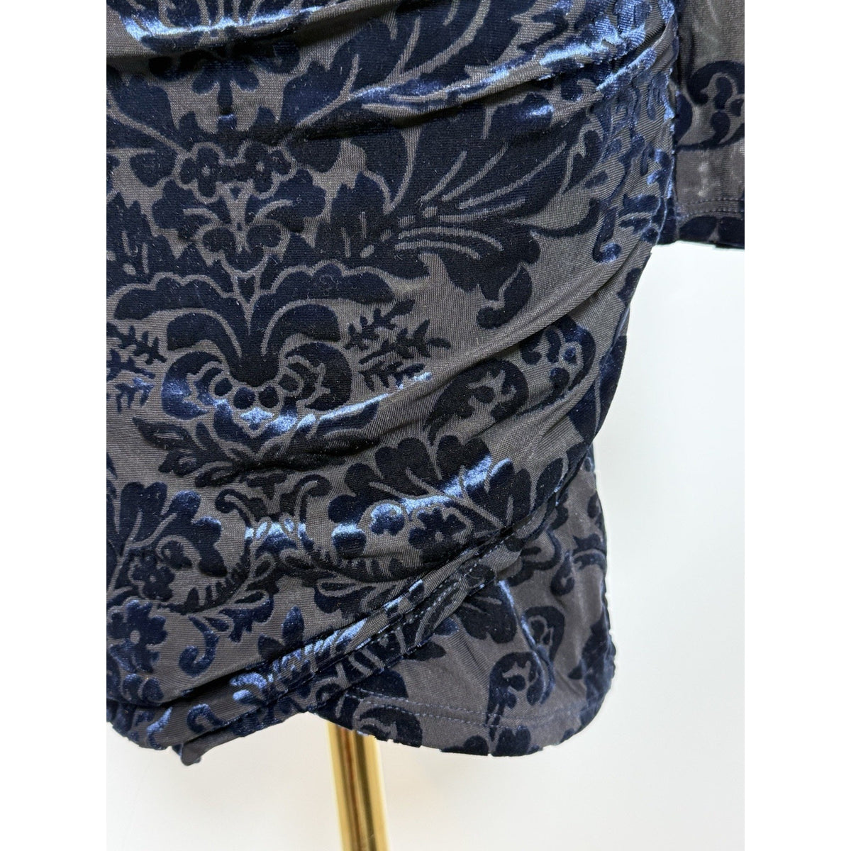 Windsor XS Navy/Black Burnout Velvet Damask Bodycon Mini Mock Neck long sleeve