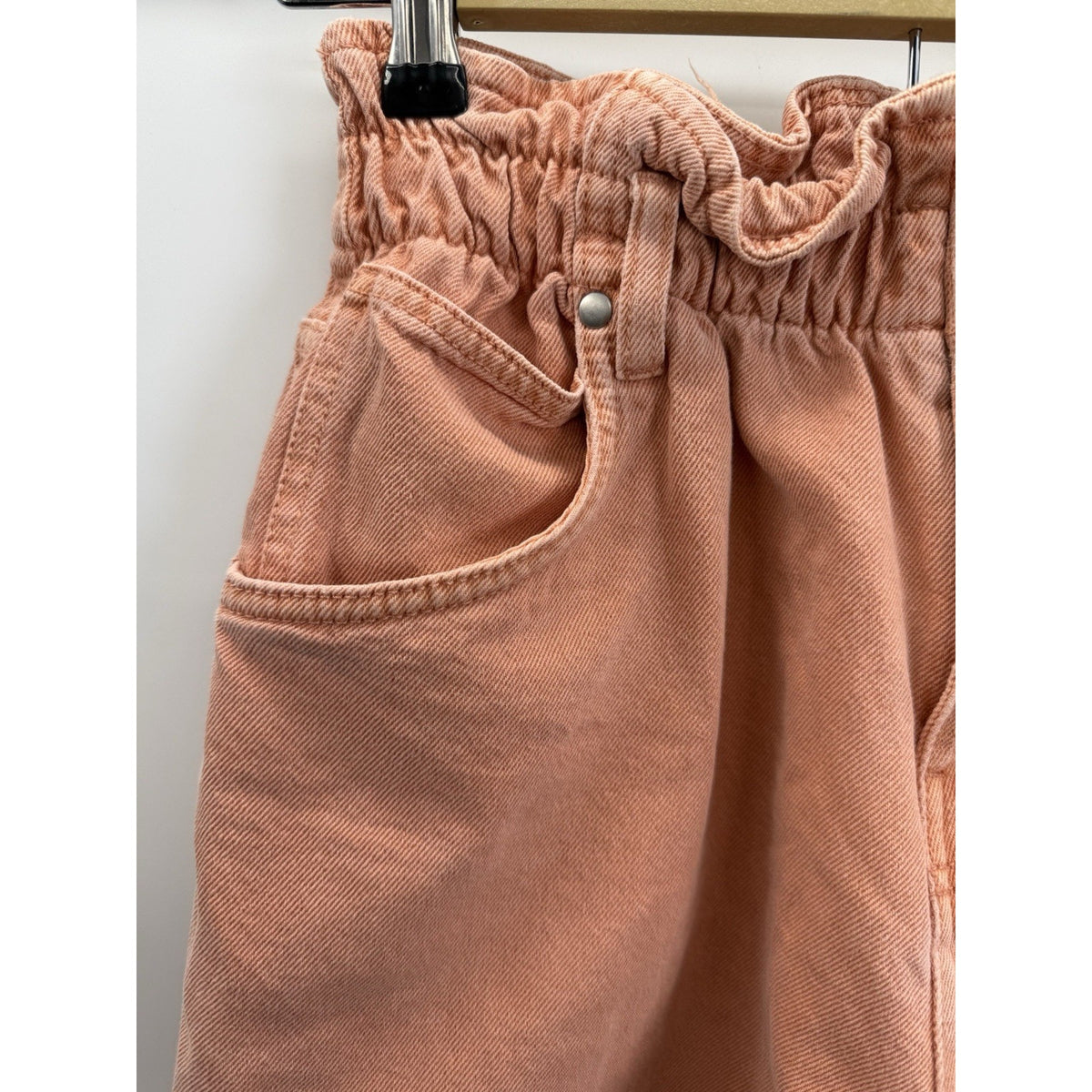 Forever 21 Paperbag Waist Denim Shorts Women US 26 Sz Small Peach High Rise Boho