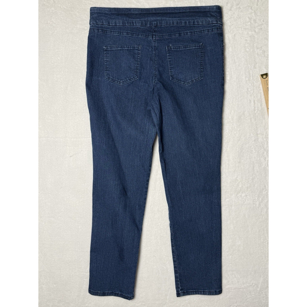 Ruby Rd Womens Jeans Size 12 Pull On Stretch Straight Leg Blue Denim 29 Inseam