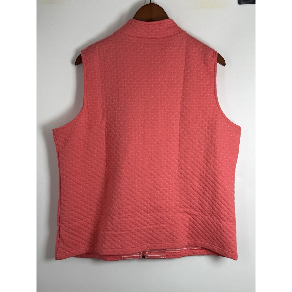 Talbots Women’s Quilted Zip Front Vest Pink Stripe Lined Size 1X