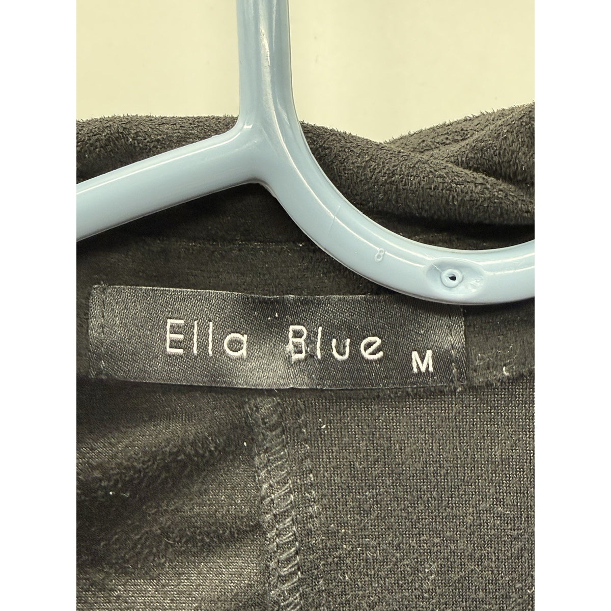 Ella Blue Faux Suede Shirt Jacket Black Button Front Stretch Shacket M