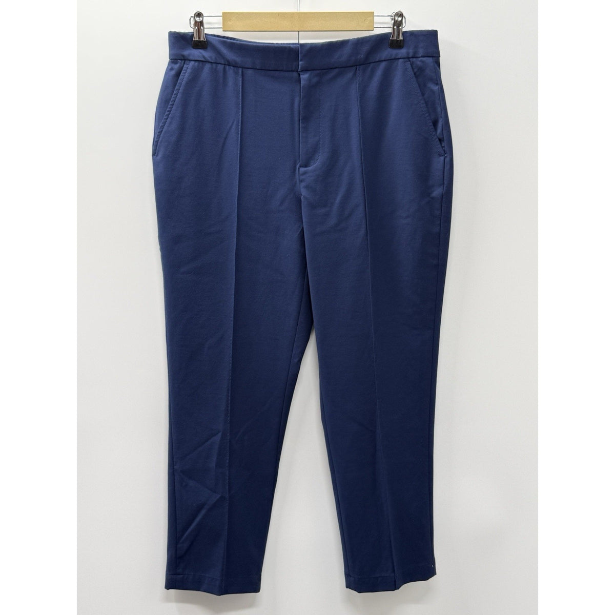 Lands’ End Women Size 12P High Rise Navy Ankle Pants Pintuck Stretch Pockets