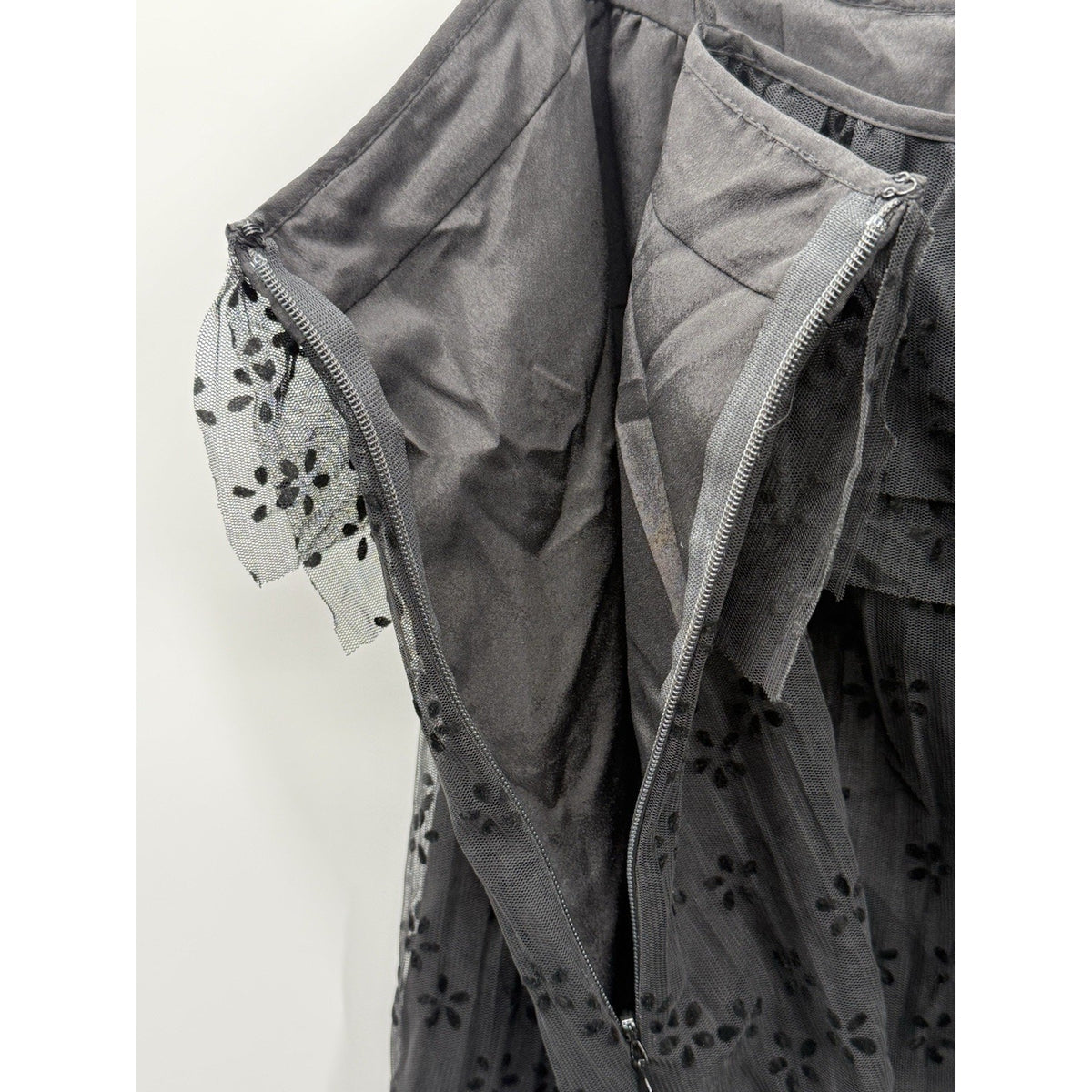 J Crew Black Sheer Ruffle Camisole Top Floral Mesh Size L