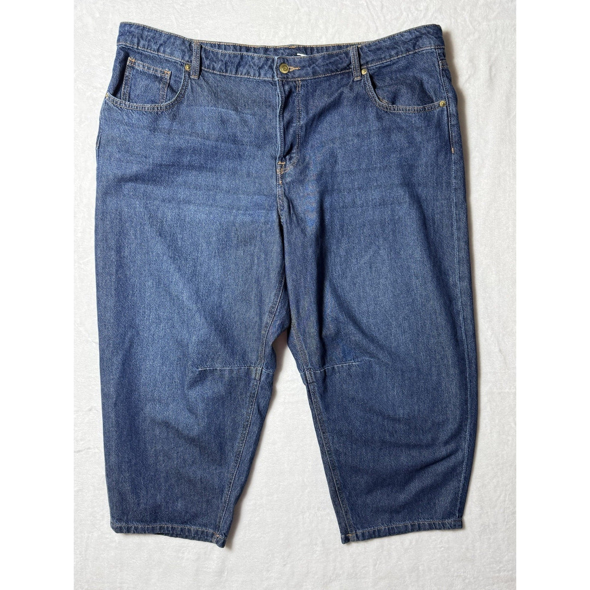 Divided H&M Womens Size 20 Wide Baggy Leg Crop Jeans Blue High Rise Denim
