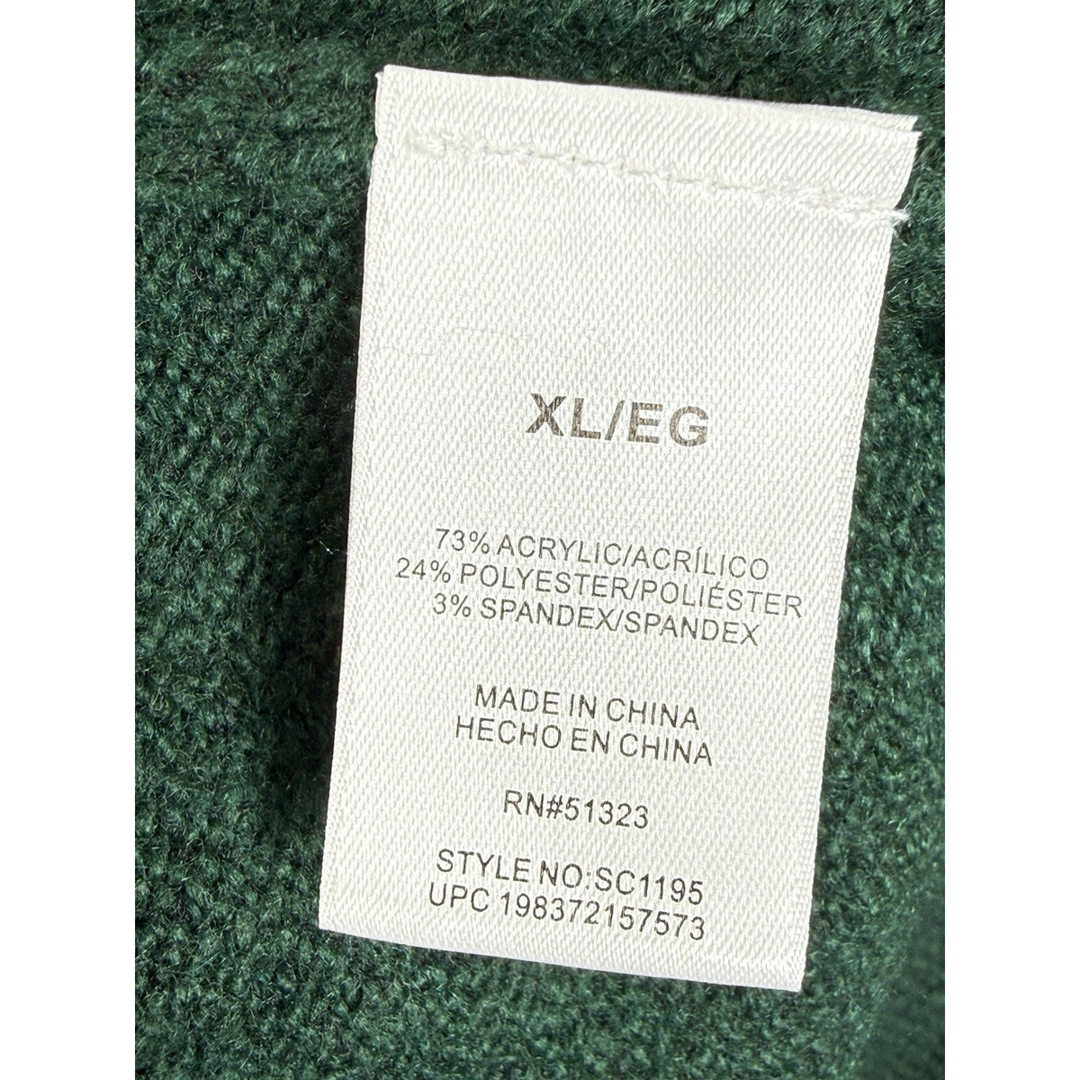 Vince Camuto Sweater XL Green “Peace” Beaded Crewneck Soft Knit Casual Cozy