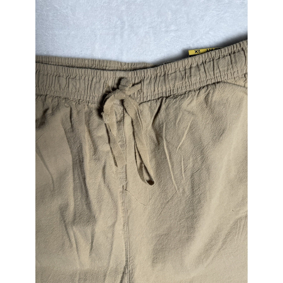 Basic Editions Womens 2X Khaki Cargo Shorts Elastic Waist Cotton Relaxed NWT