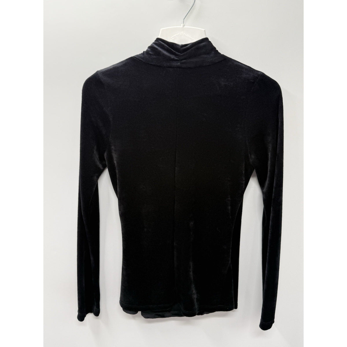Karen Kane Black Velvet Surplice Top Womens Large Draped Long Sleeve Stretch