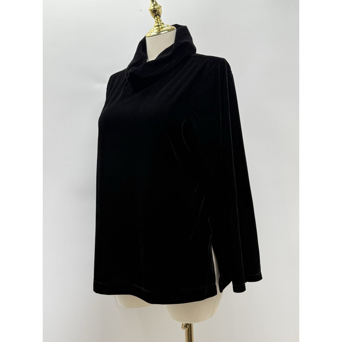 Hartman Studio Women Size XL Black Silk Velvet Cowl Neck Tunic Top Goth Y2K