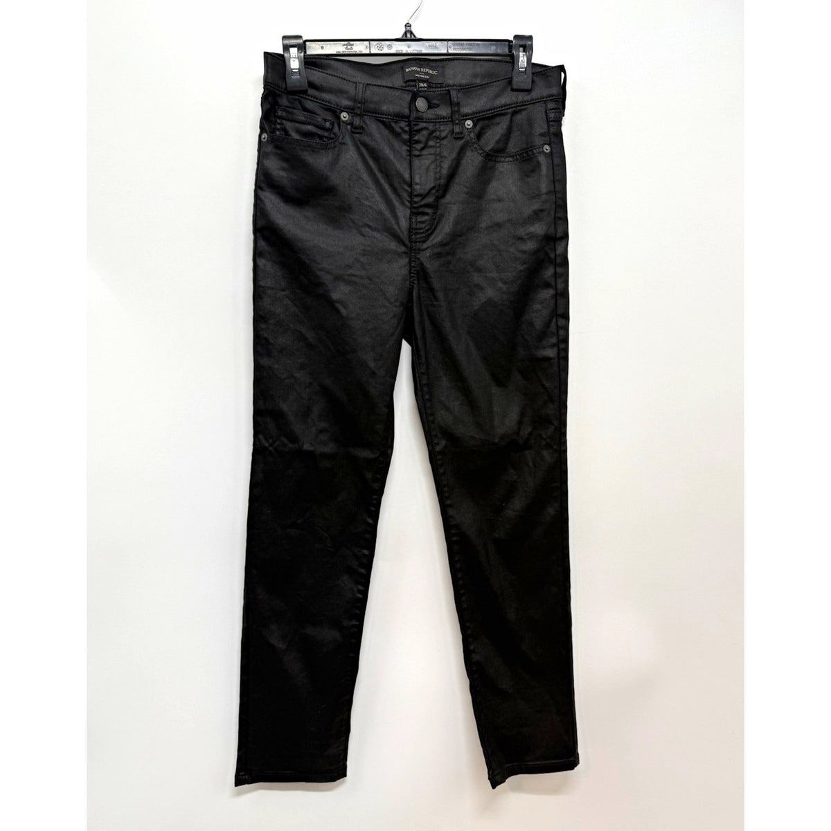 Banana Republic High Rise Slim Jeans 28/6 Black Coated Leather Look Stretch
