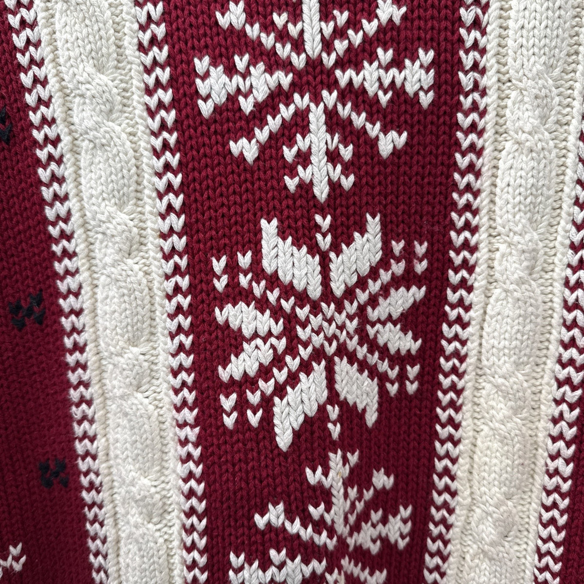 Vintage Liz Sport Cable Knit Snowflake Sweater MEDIUM Crew Neck Cotton Chunky