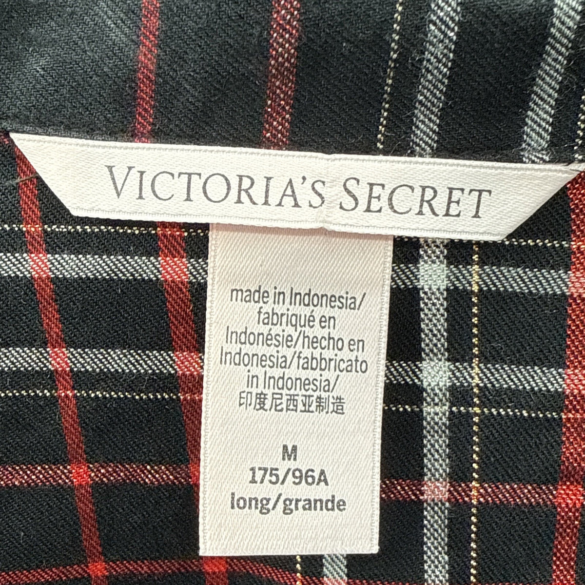 Victoria’s Secret Plaid Womens Pajama Shirt Long Sleeve Size Medium