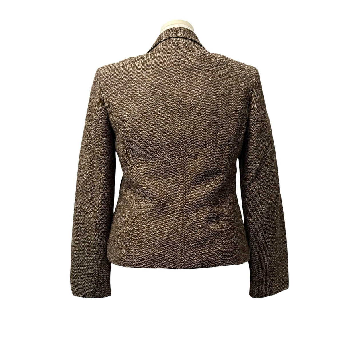 George Women’s Brown Herringbone Blazer Jacket Size 16 Button Embroidered Pocket