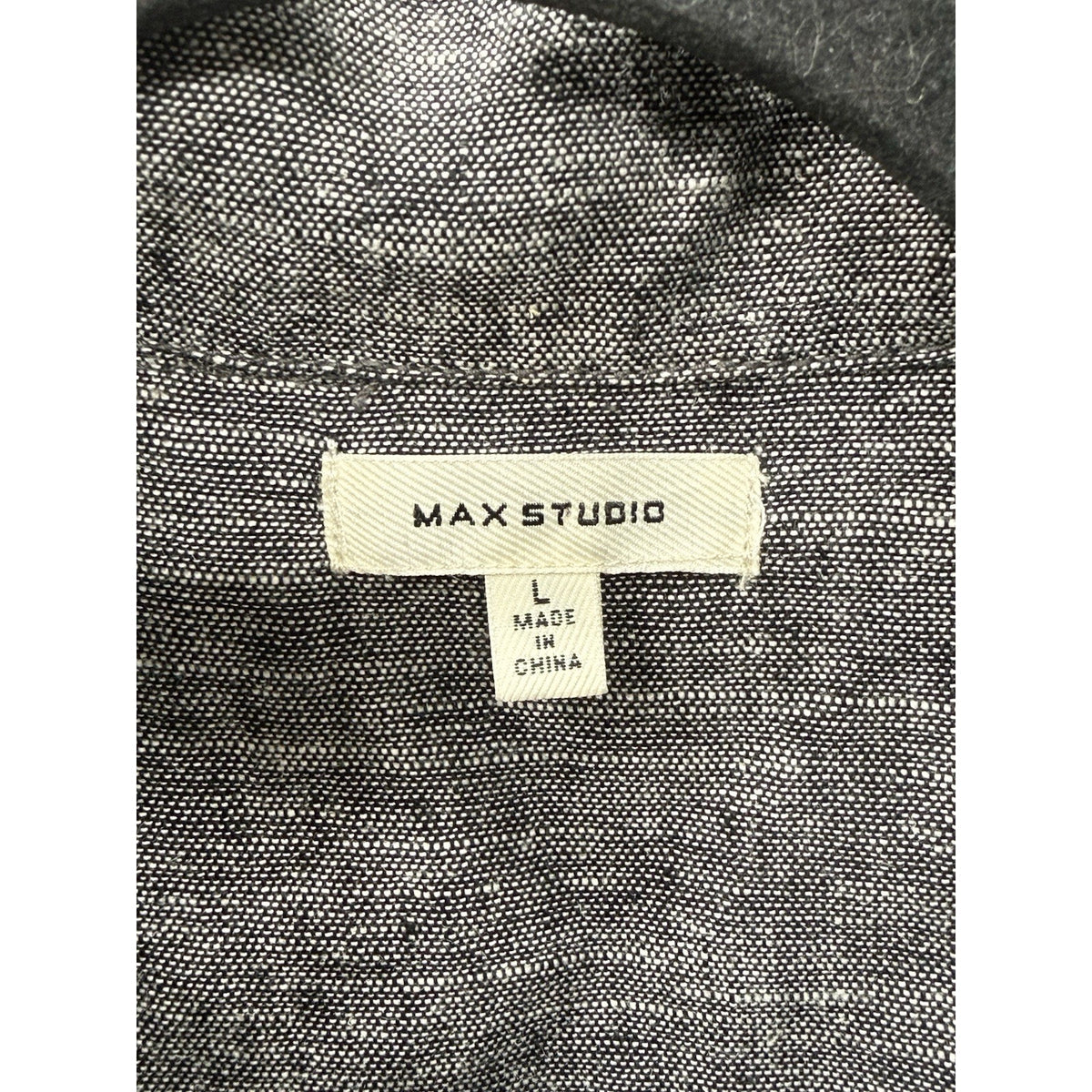 MAX STUDIO Linen Blend Moto Jacket Women’s L Gray Asymmetrical Zip