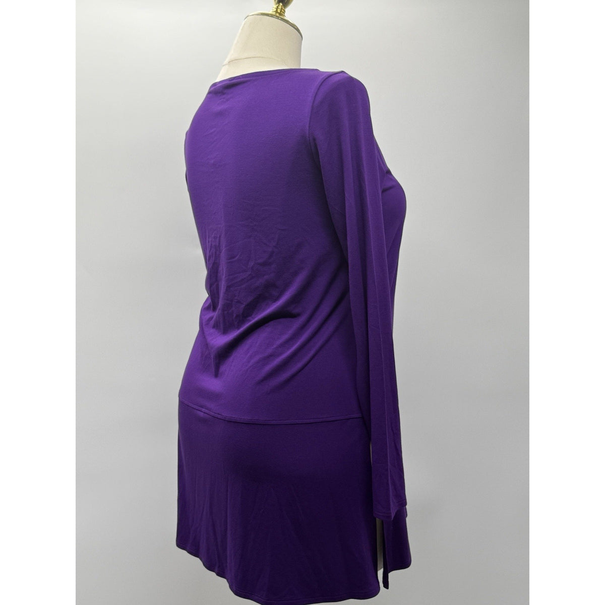 Eileen Fisher NWT Purple Bateau Neck Tunic Top Medium Viscose Stretch USA