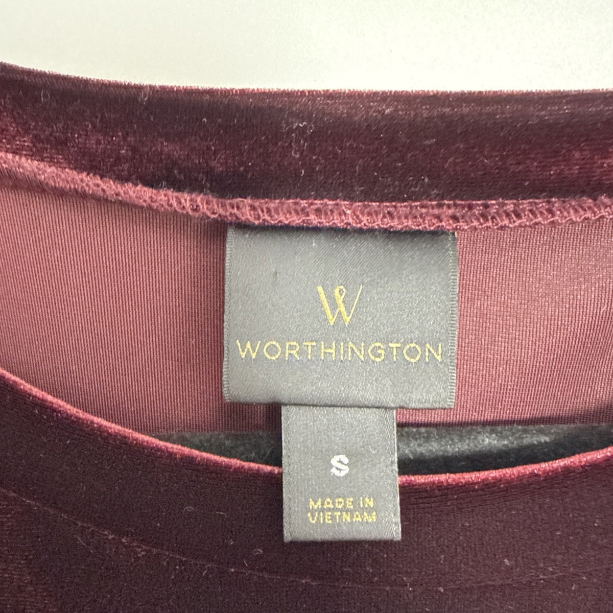 Worthington Velvet Shift Dress Small Burgundy Wine Ruffle Flutter Sleeve Holiday
