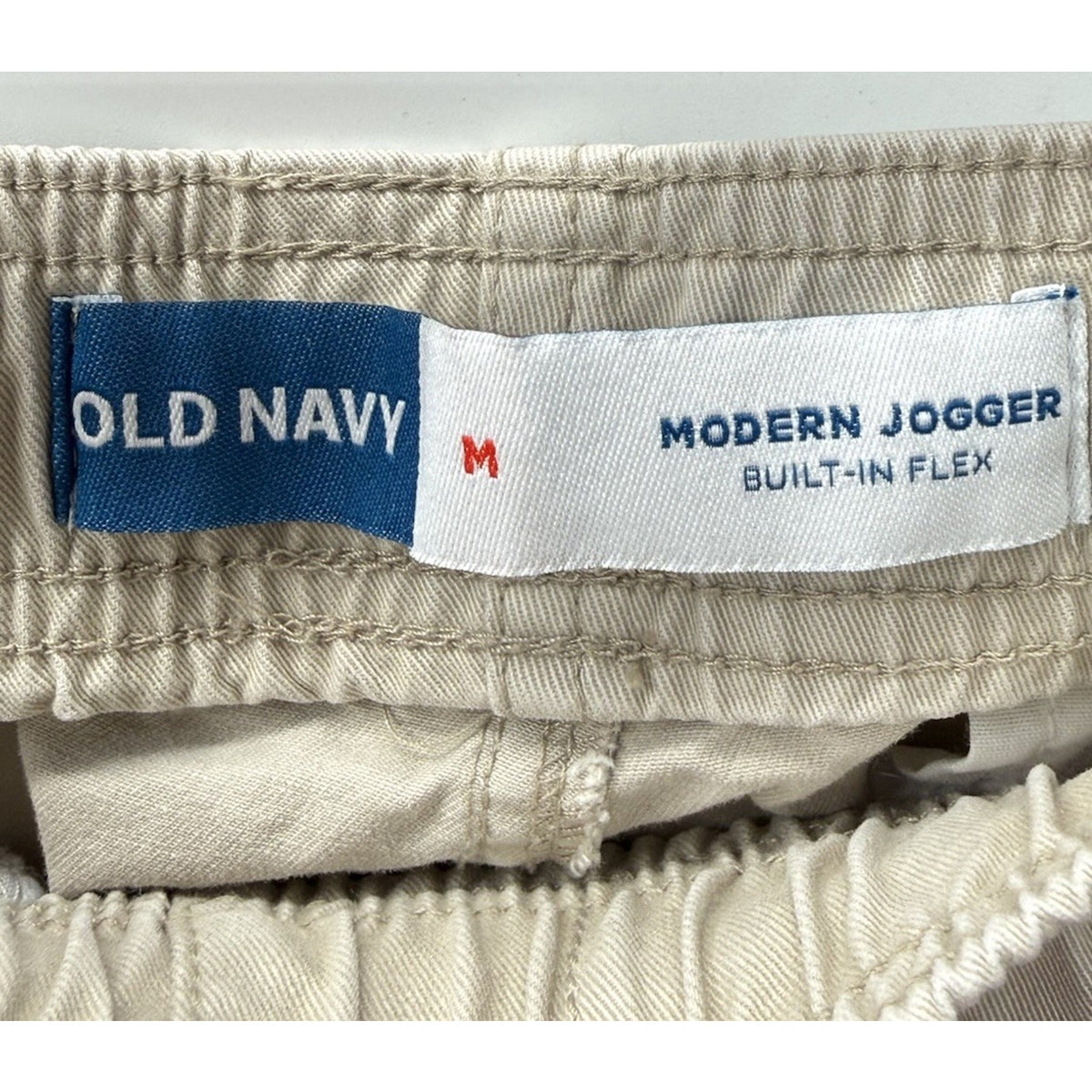 Old Navy Modern Jogger Pants Mens M Beige Khaki Built-In Flex Drawstring