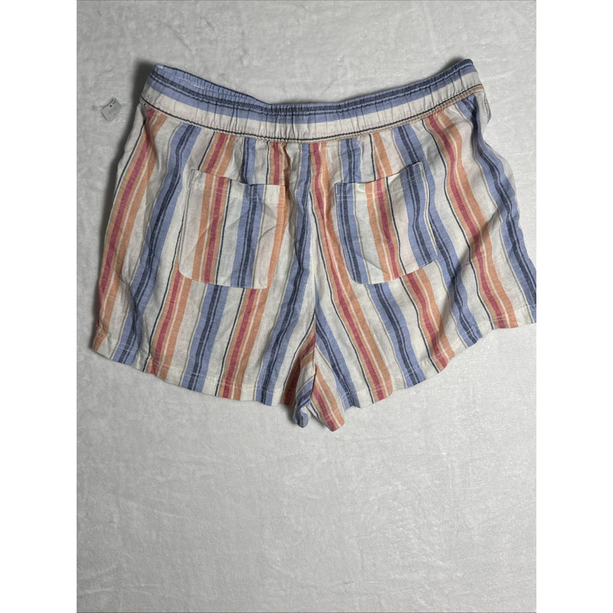 Gap Linen Blend Stripe Pull On High Rise Shorts Size XL White Peach blue Pink,wo