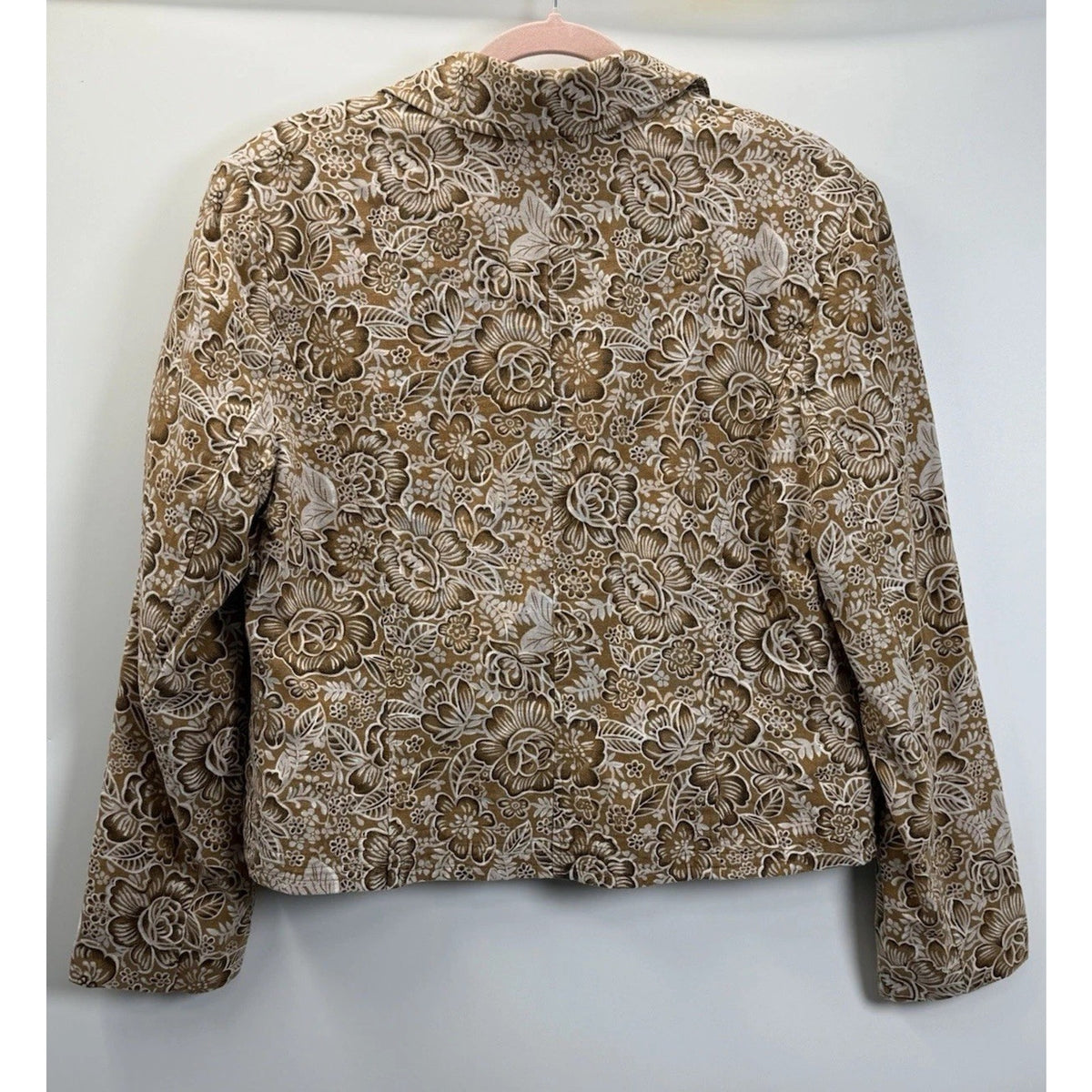Requirements Womens Size 16 Brown Floral Linen Blend Blazer Jacket Boho Country
