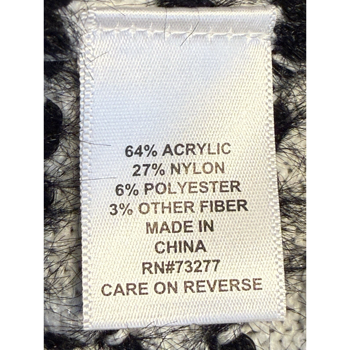 ELLE Women XXL Black White Striped Fuzzy Knit Sweater Scallop Hem Pullover Flaw