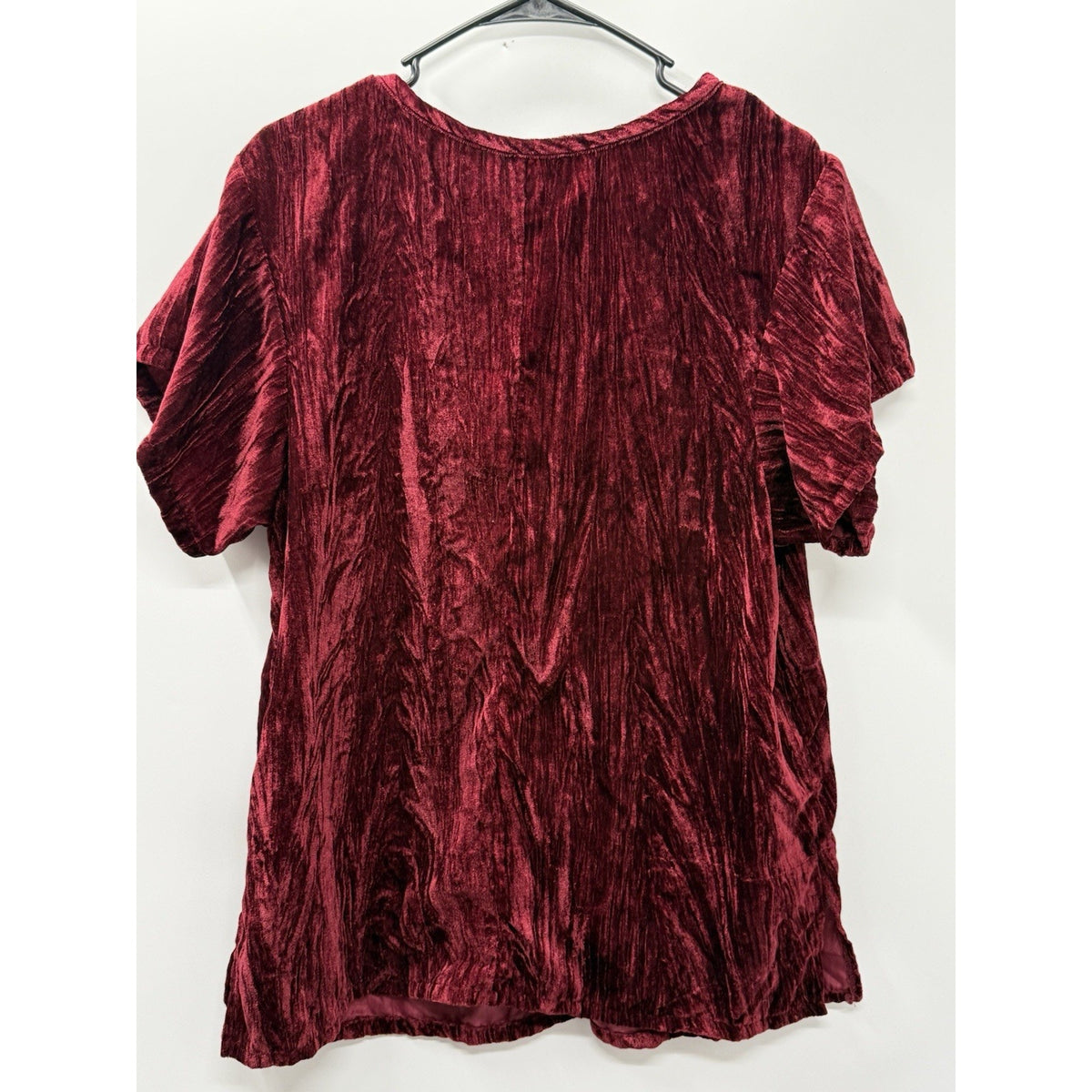 Women L XL Burgundy Crushed Velvet Tunic Top Whimsigoth Fairycore Boho Goth
