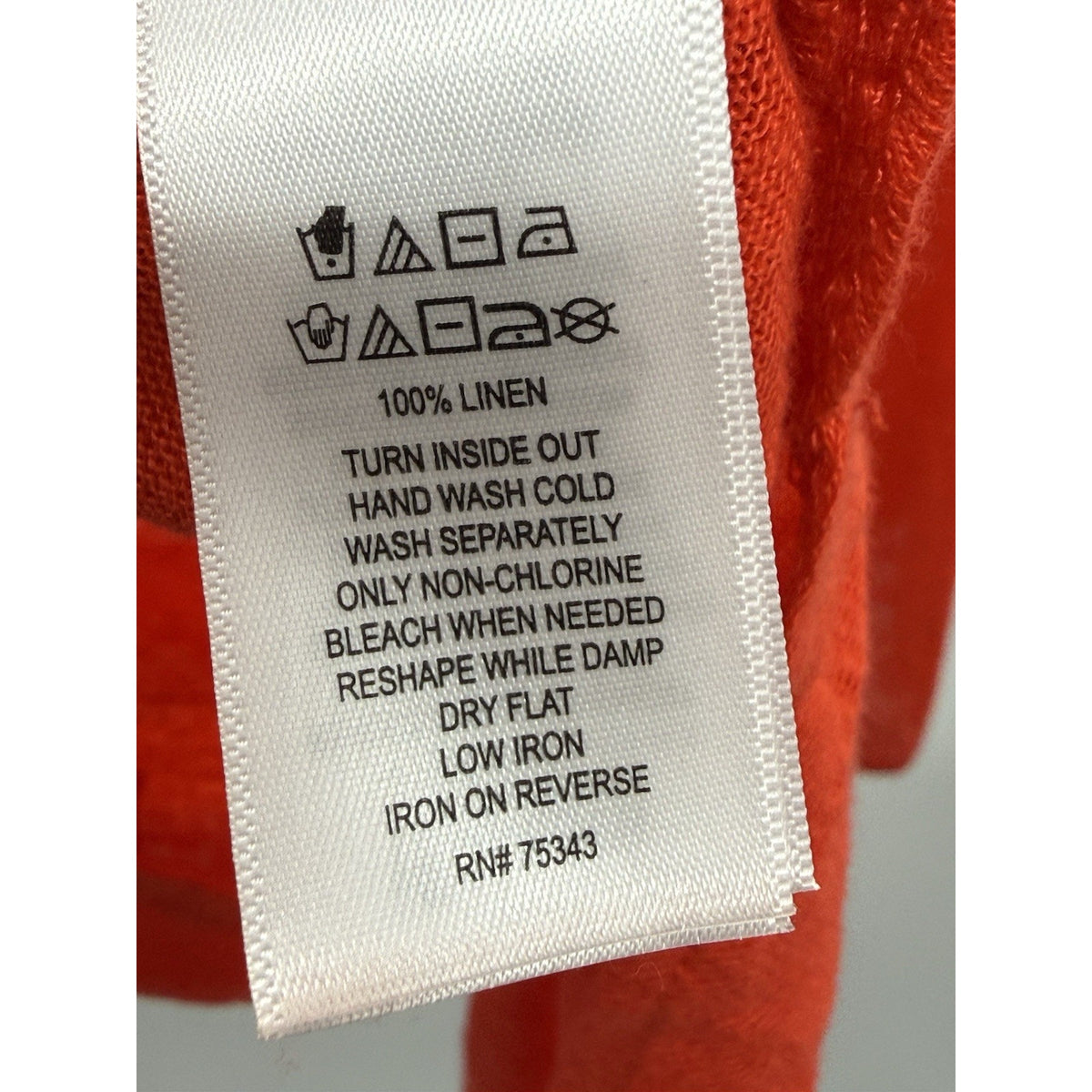 Tahari 1X 100% Linen Top Coral Red V Neck Oversized Relaxed Boho Coastal