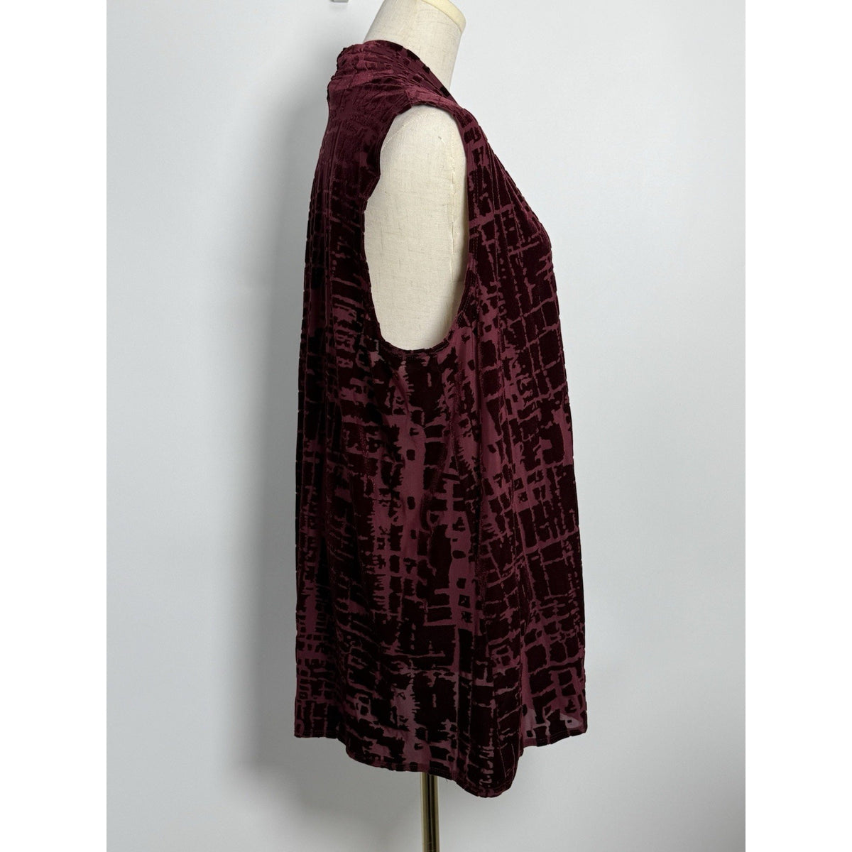 Susan Graver Women’s M Burgundy Burnout Velvet Open Front Draped Vest USA