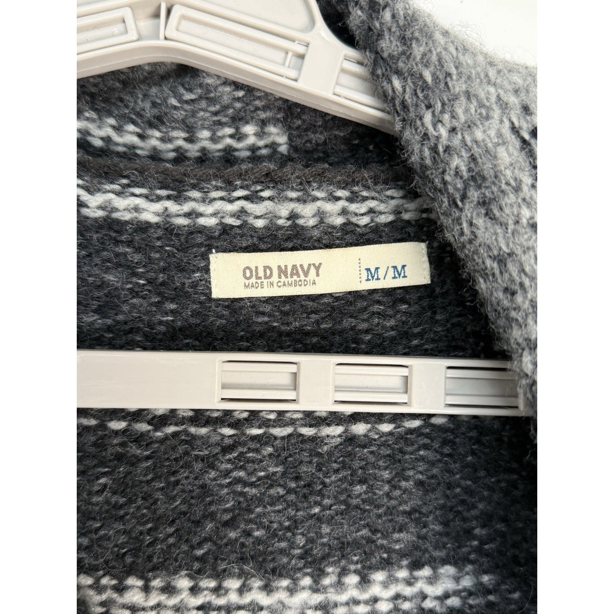 Old Navy Gray Ombre Stripe Asymmetrical Hem Knit Sweater Cardigan M Wool Blend
