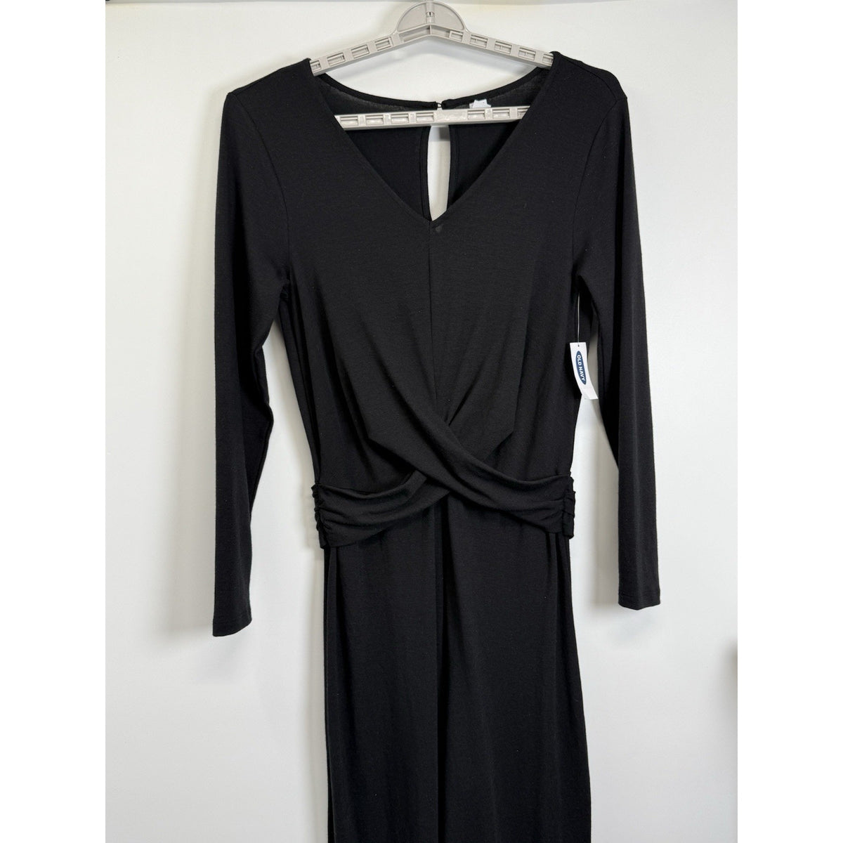 Old Navy Woman's Black Jumpsuit/Jumper Faux Wrap Wide Leg Size Large Casual